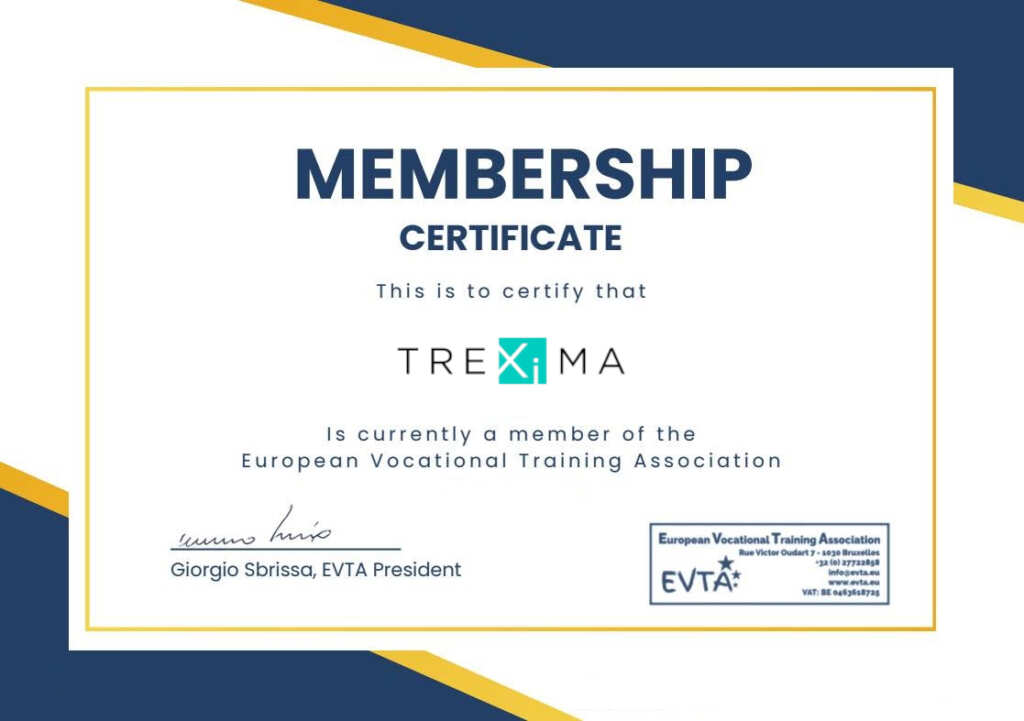 Certificate - Trexima is member of EVTA
