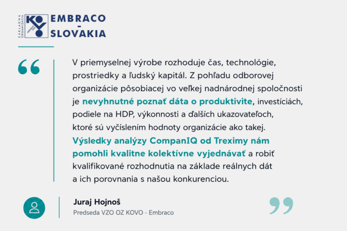 Referencia OZ KOVO Embraco pre Trexima Bratislava.